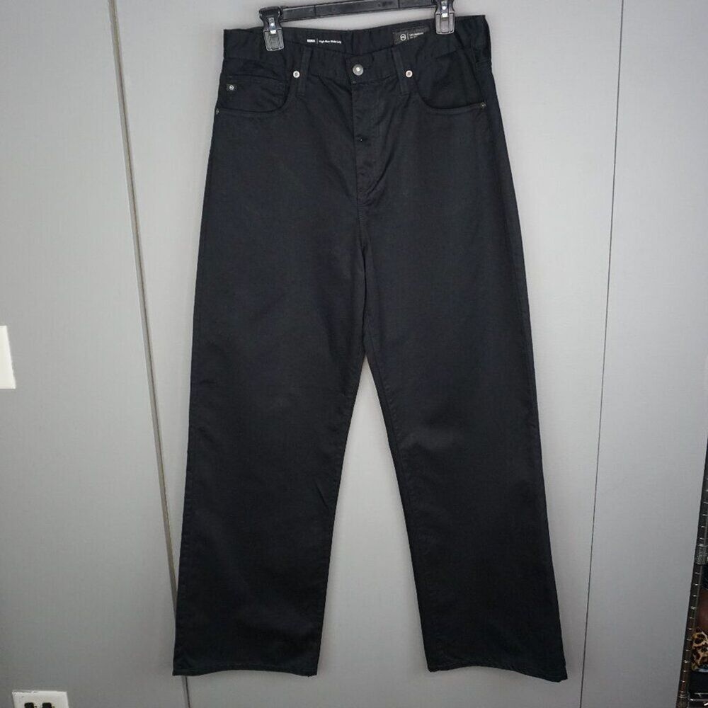 AG Women's Jeans Kora High Rise Wide Leg in Deep Black Wash size 32 New